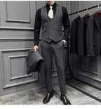 Men's Pinstripe Three Piece Slim Fit Suit