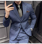 Men's Pinstripe Three Piece Slim Fit Suit