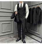Men's Pinstripe Three Piece Slim Fit Suit