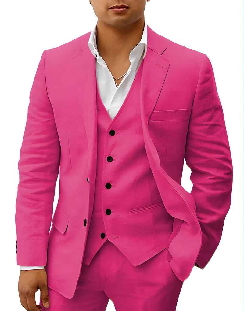 Men's Two-Piece Linen Wedding Suit with Tailored Slim Fit