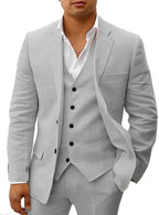 Men's Two-Piece Linen Wedding Suit with Tailored Slim Fit