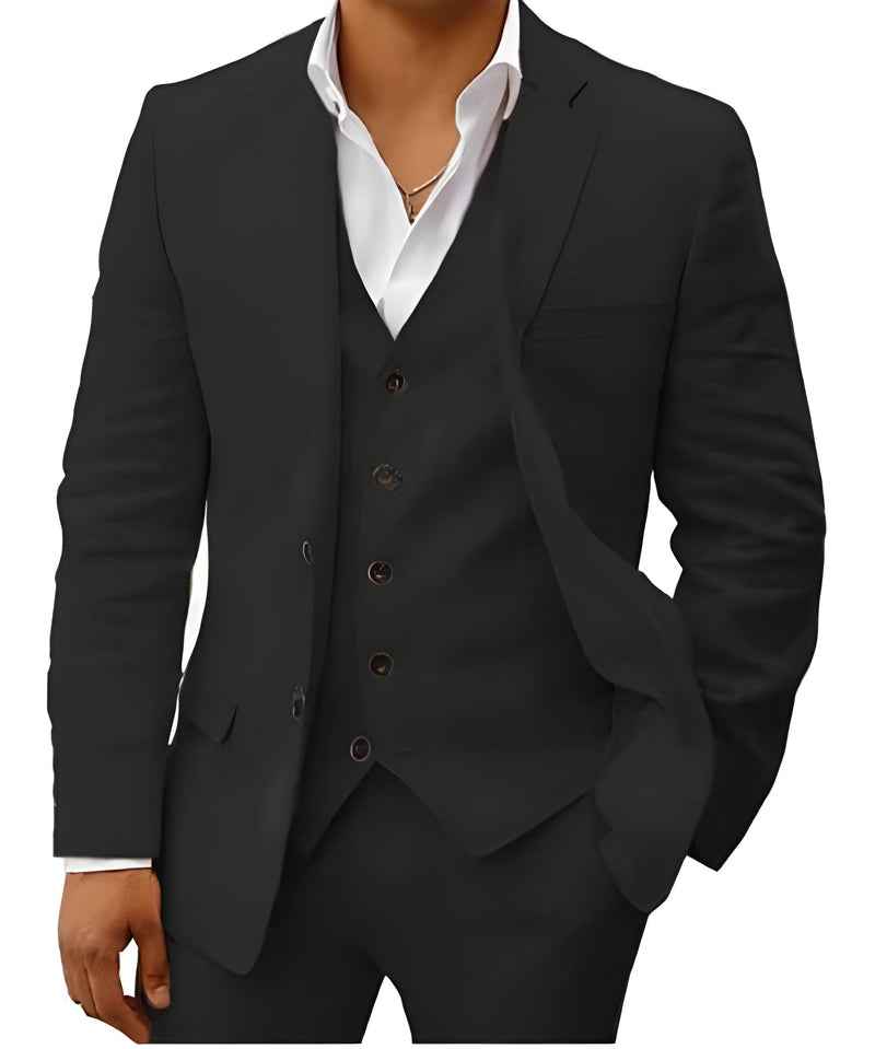 Men's Two-Piece Linen Wedding Suit with Tailored Slim Fit