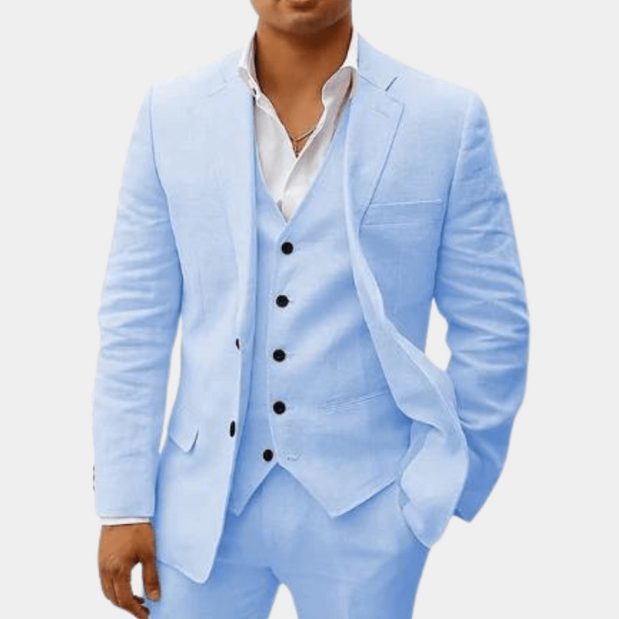 Men's Two-Piece Linen Wedding Suit with Tailored Slim Fit