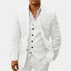 Men's Two-Piece Linen Wedding Suit with Tailored Slim Fit