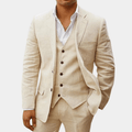 Men's Two-Piece Linen Wedding Suit with Tailored Slim Fit