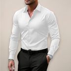 Men’s Long Sleeve Notched Collar Button Front Shirt