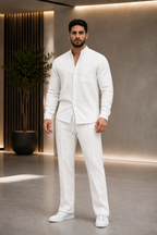 Men's Long Sleeve Shirt and Drawstring Trouser Set