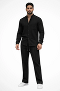 Men's Long-Sleeve Shirt and Drawstring Trouser Set