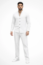 Men's Long-Sleeve Shirt and Drawstring Trouser Set