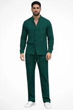 Men's Long-Sleeve Shirt and Drawstring Trouser Set