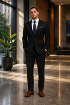 Men's Notched Lapel Two Piece Suit Set