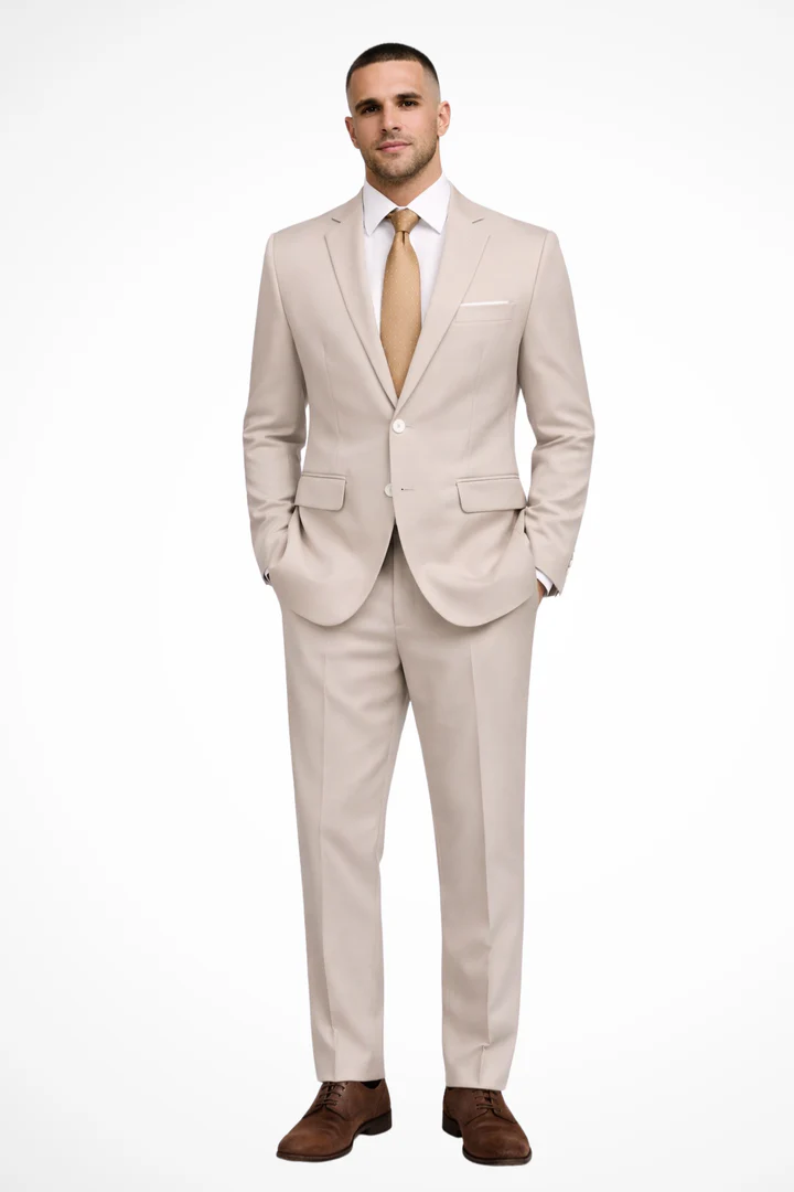 Men's Notched Lapel Two-Piece Suit Set