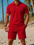 Men's Polo Shirt and Drawstring Shorts Set