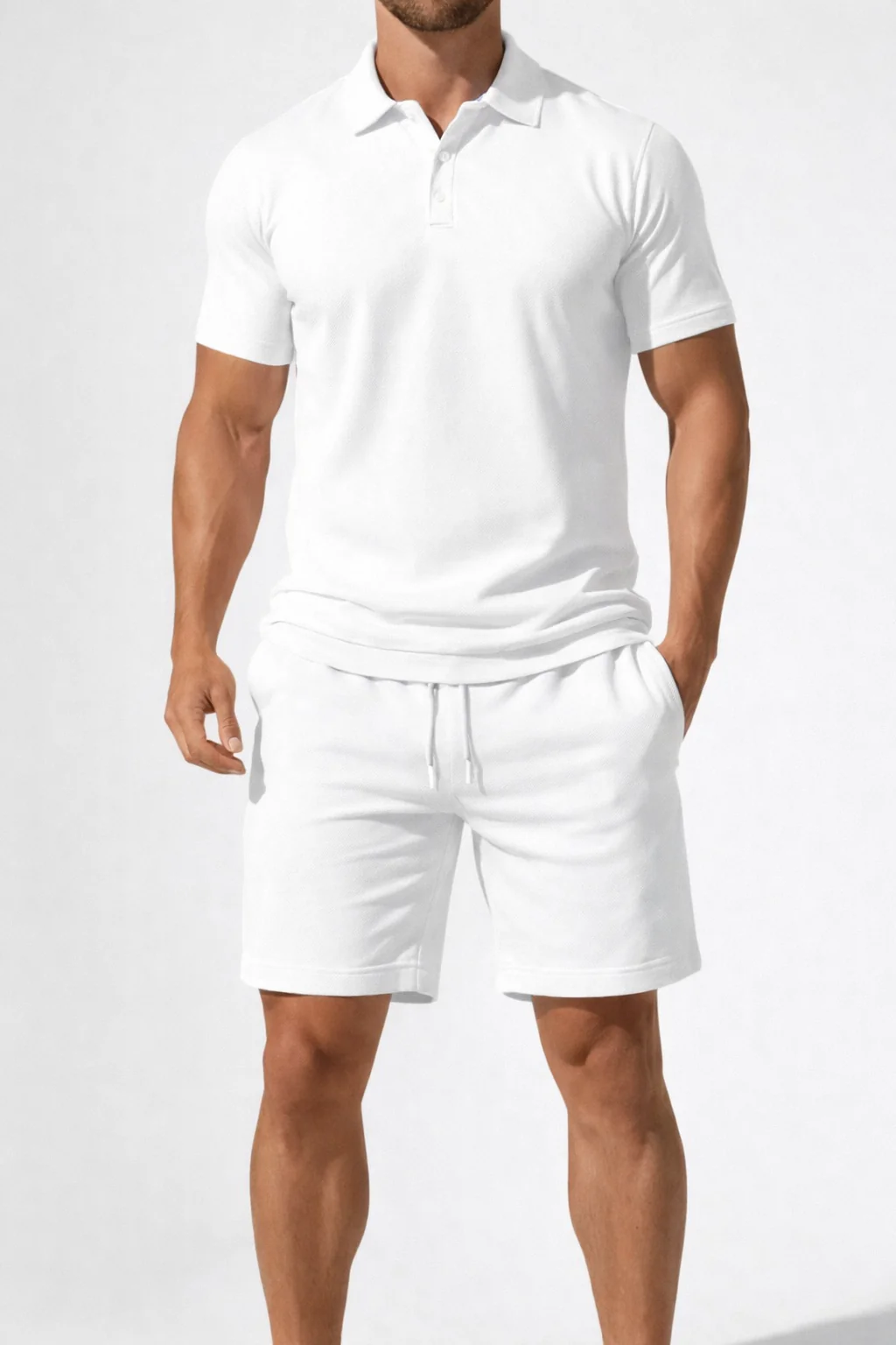 Men's Polo Shirt and Drawstring Shorts Set