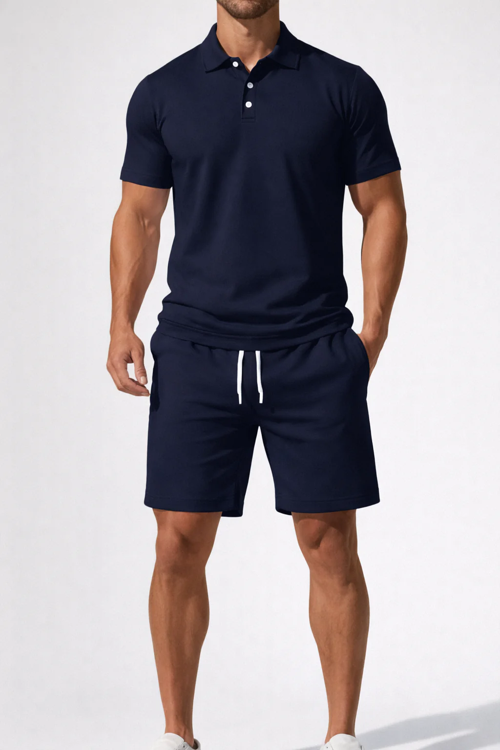 Men's Polo Shirt and Drawstring Shorts Set