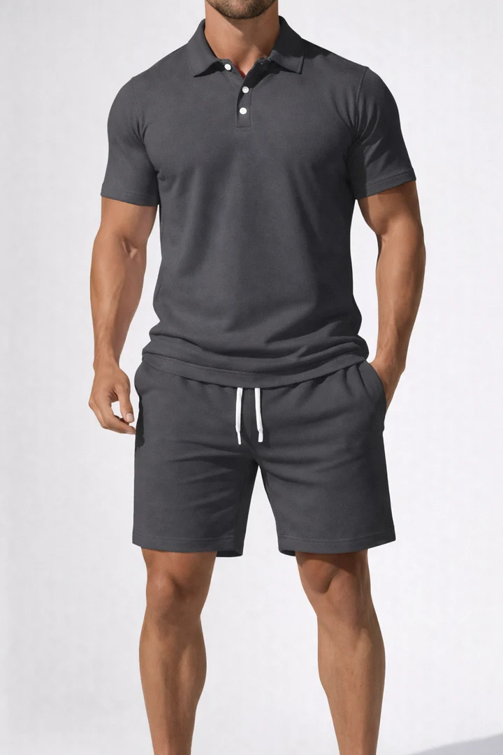 Men's Polo Shirt and Drawstring Shorts Set