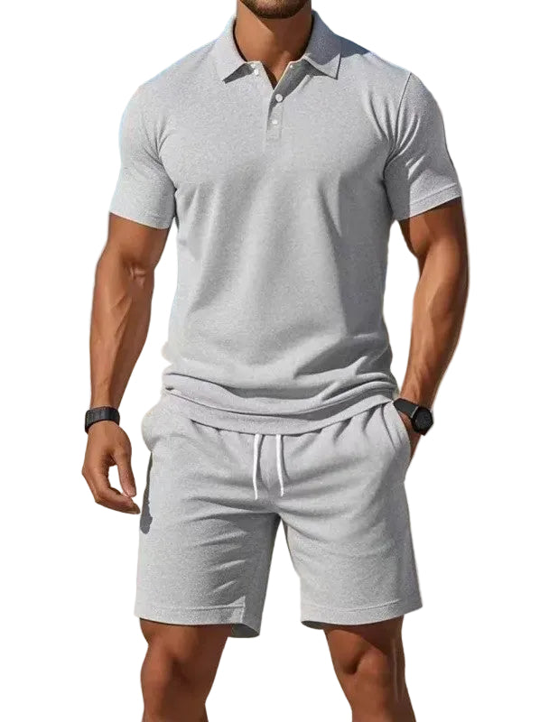 Men's Polo Shirt and Drawstring Shorts Set