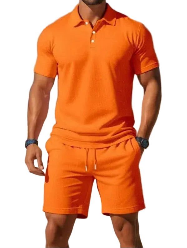 Men's Polo Shirt and Drawstring Shorts Set