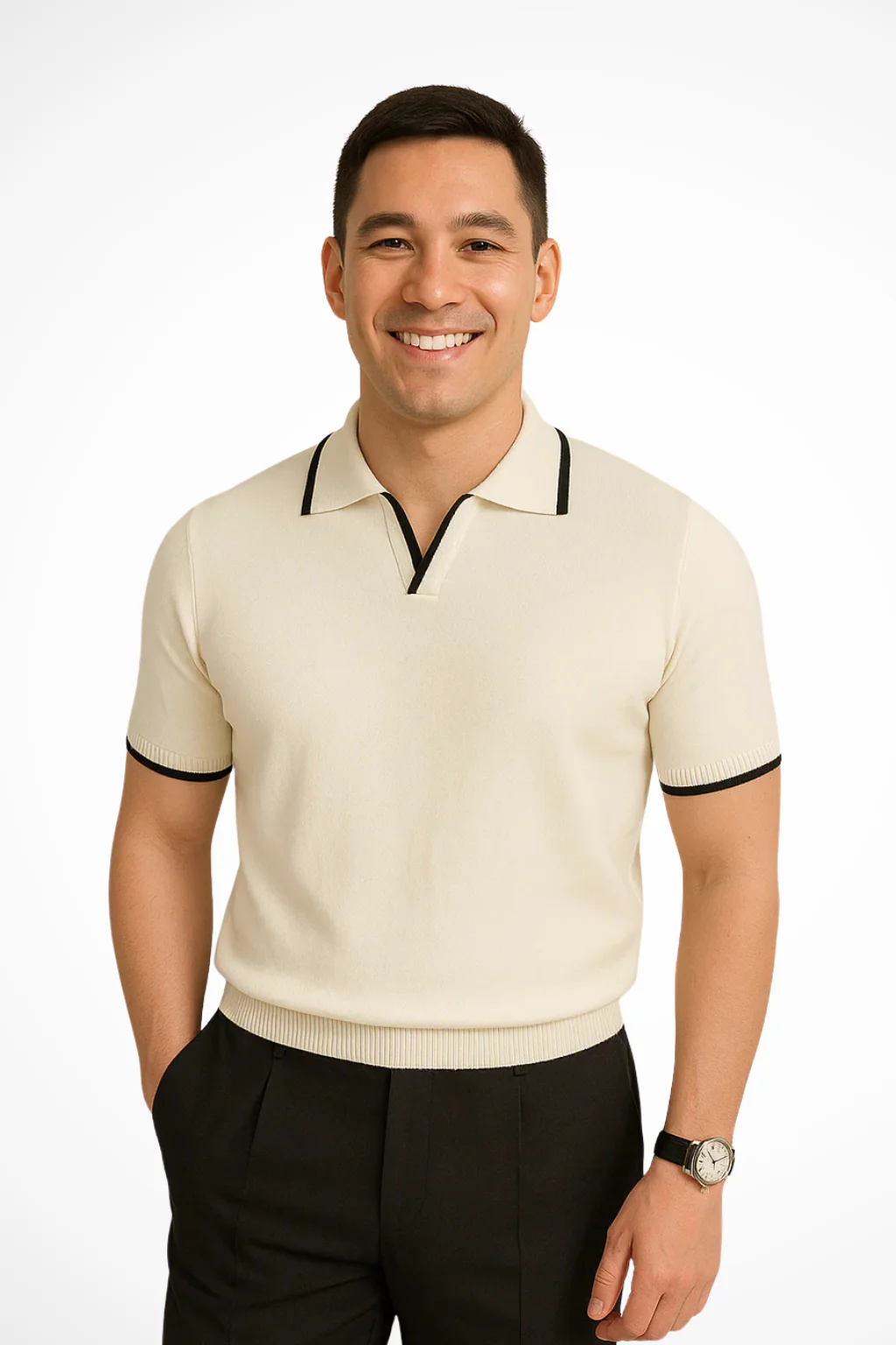 Men's Polo Shirt with Contrast Trim