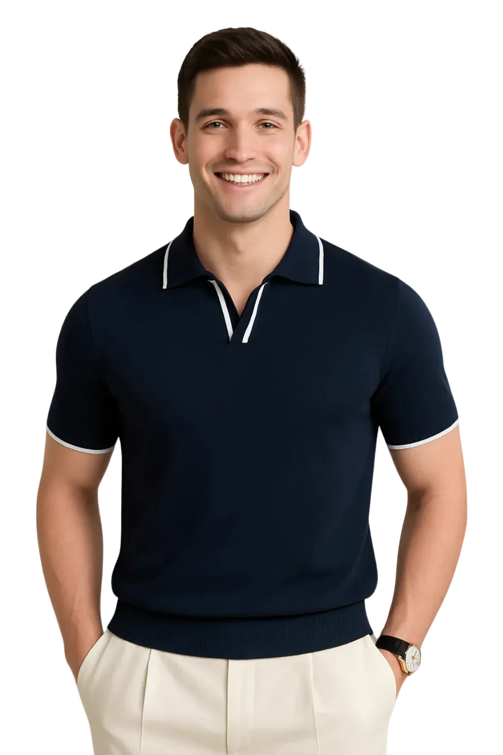 Men's Polo Shirt with Contrast Trim