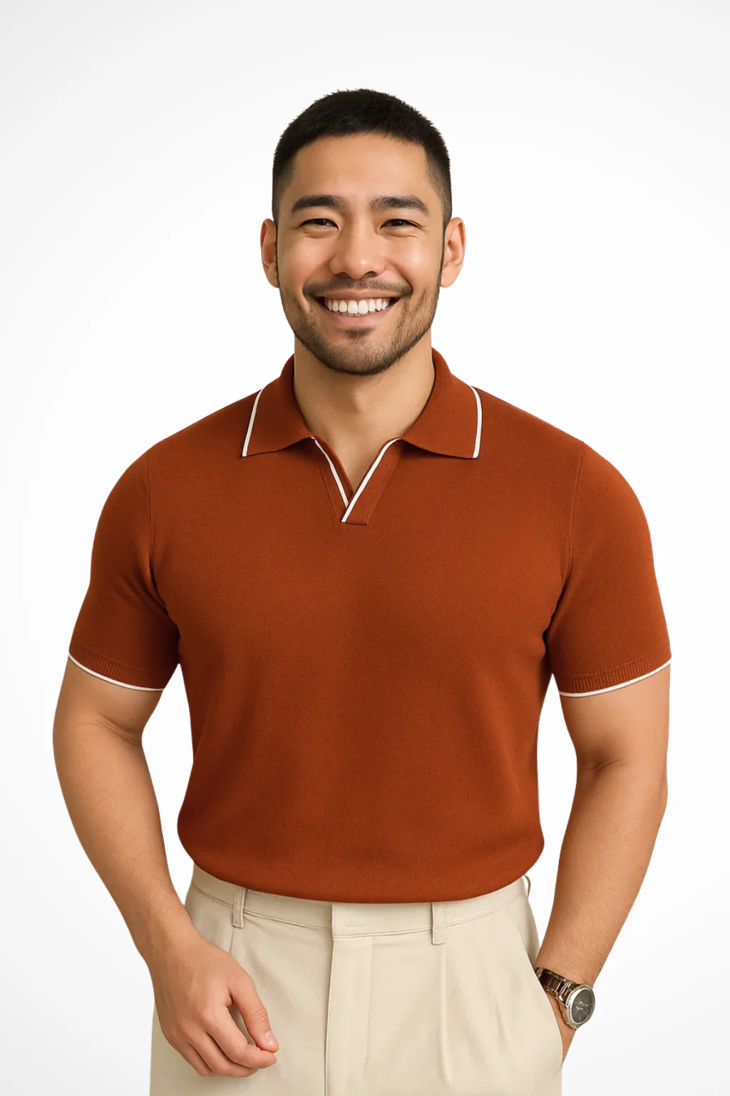 Men's Polo Shirt with Contrast Trim