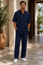 Men's Ribbed Texture Shirt and Trouser Co-Ord Set