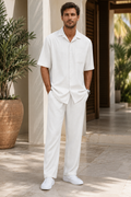 Men's Ribbed Texture Shirt and Trouser Co-Ord Set