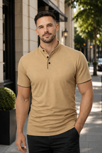 Men's Short Sleeve Polo Shirt with Contrast Trim