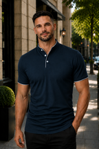 Men's Short Sleeve Polo Shirt with Contrast Trim
