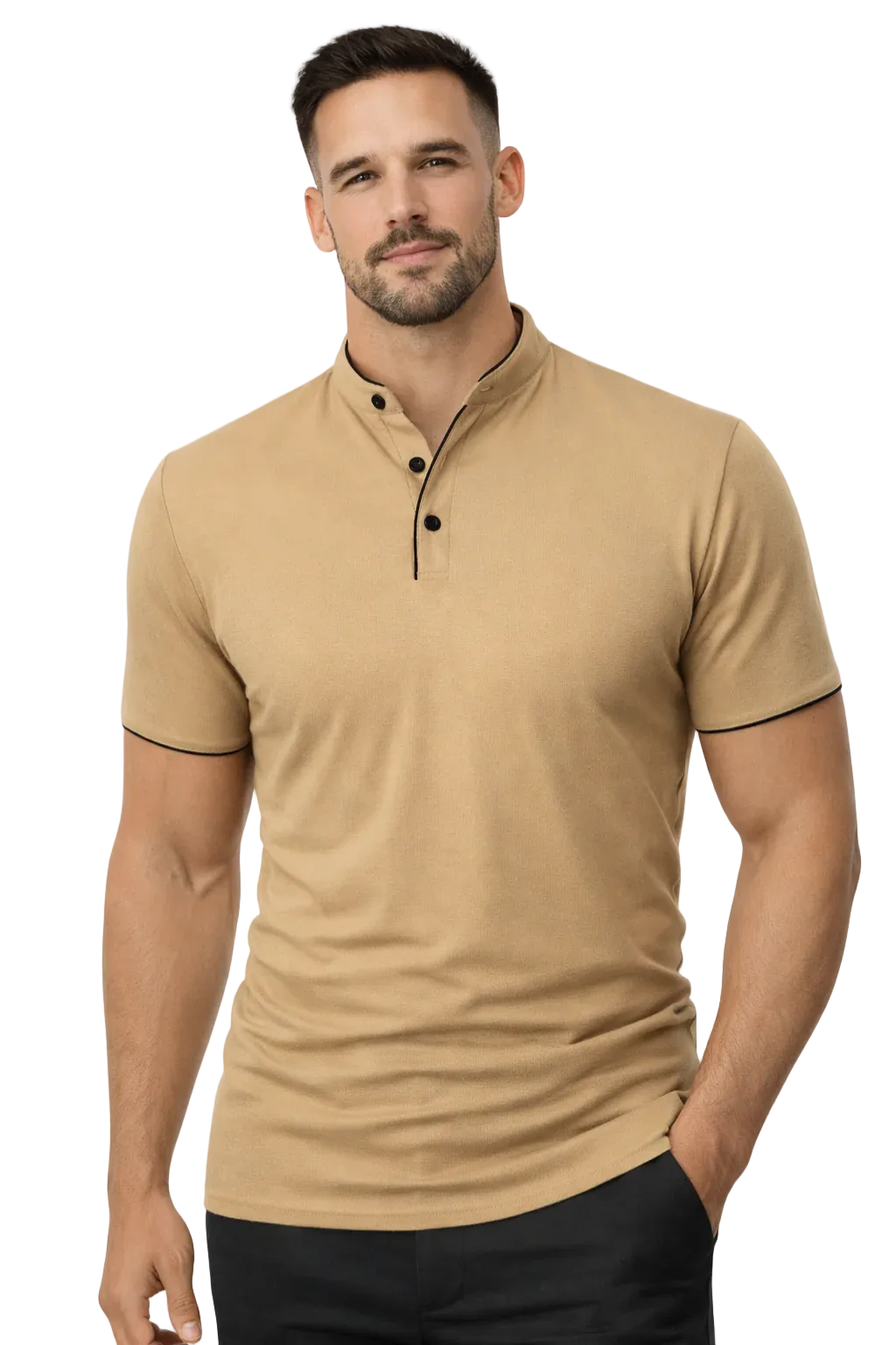 Men's Short-Sleeve Polo Shirt with Contrast Trim