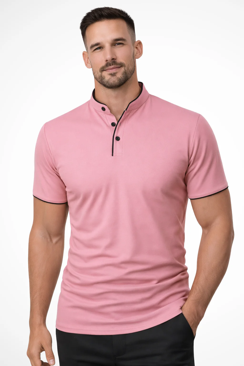Men's Short-Sleeve Polo Shirt with Contrast Trim