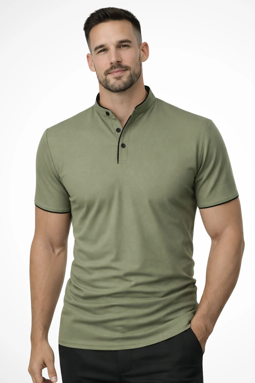 Men's Short-Sleeve Polo Shirt with Contrast Trim