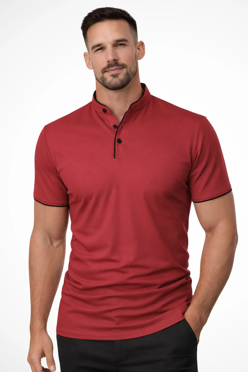 Men's Short-Sleeve Polo Shirt with Contrast Trim