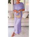 Womens Cut-Out Mesh Maxi Dress with Short Sleeves and Slip Lining