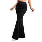 Women's High Waist Ruched Bodycon Mermaid Maxi Skirt