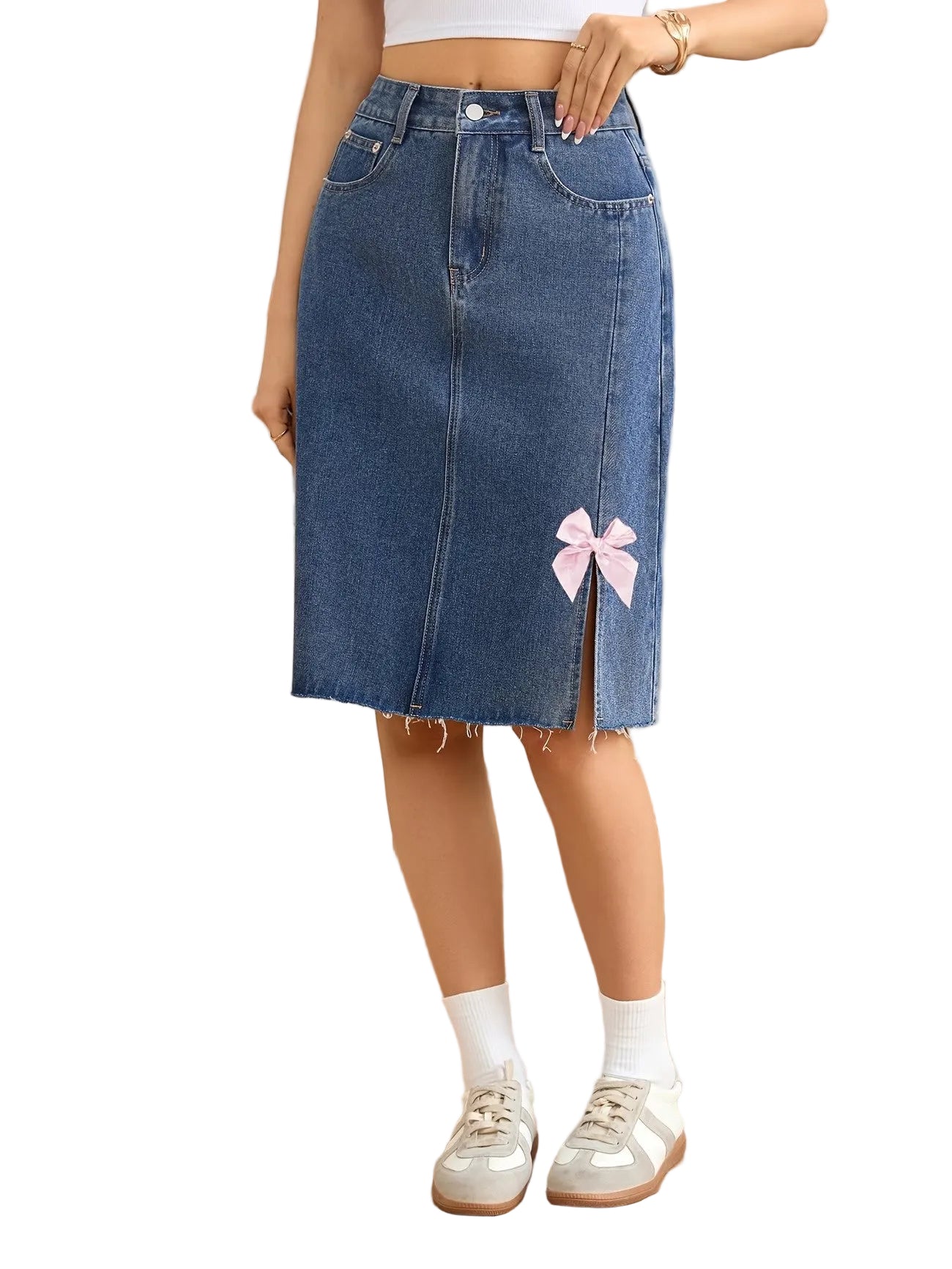 Women’s Knee-Length Skirt with Side Slit