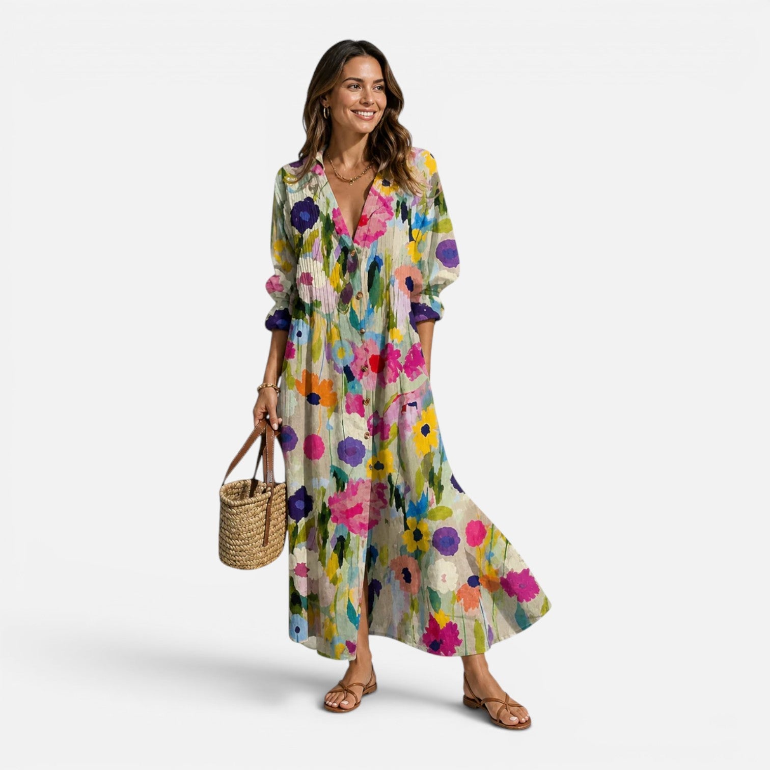 Women’s Bohemian Button Maxi Dress