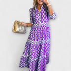 Women's Chain Link Print Midi Dress