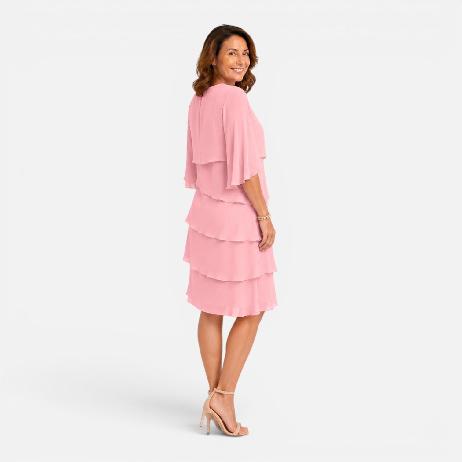 Women's Chiffon Layered Knee Length Dress