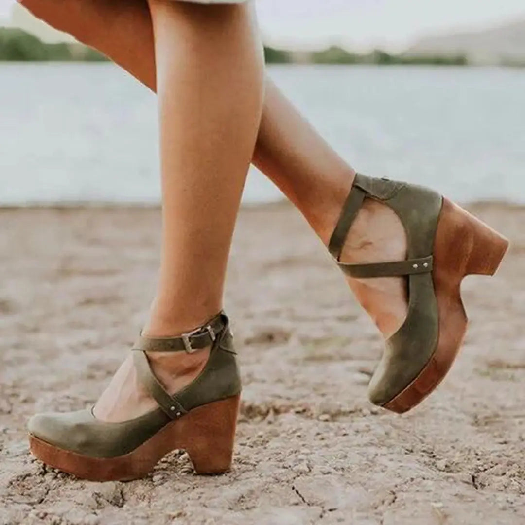 Women’s Closed Toe Wedge Sandals with Ankle Strap
