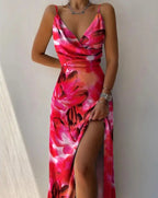 Women’s Cowl Neck Dress with Side Slit