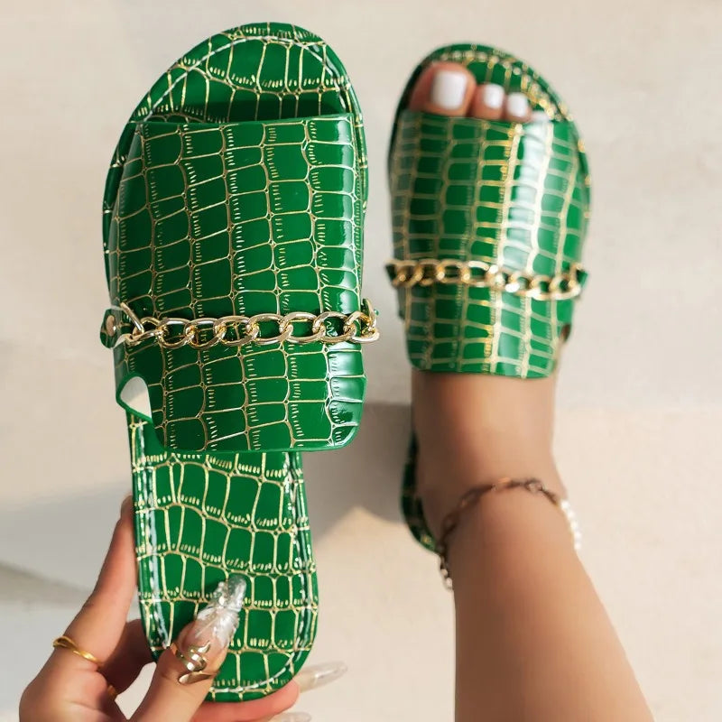 Women’s Croc Embossed Strap Sandals