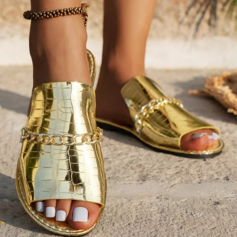 Women’s Croc Embossed Strap Sandals