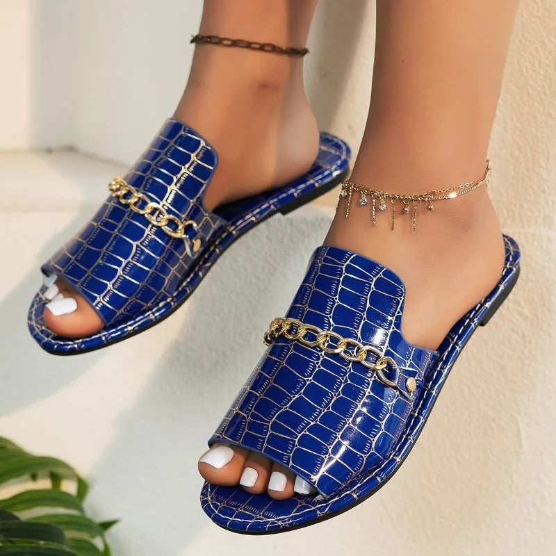 Women’s Croc Embossed Strap Sandals