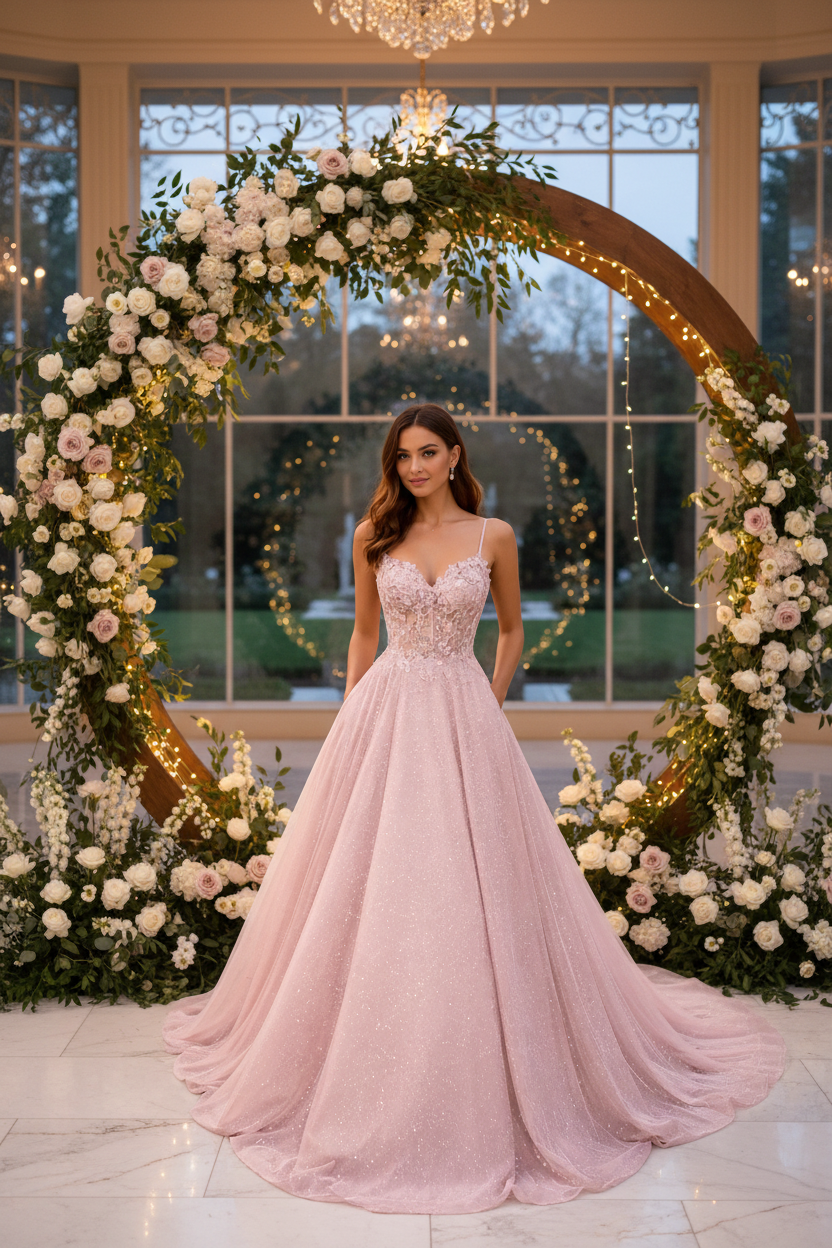 Women’s Embroidered Bodice Tulle Maxi Dress