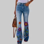 Women’s Flare Leg Pants with Floral Graphics