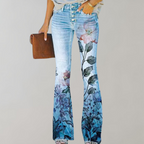 Women’s Flare Leg Pants with Floral Graphics