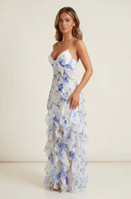 Women's Floral Maxi Dress with Ruffle Details