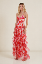 Women's Floral Maxi Dress with Ruffle Details