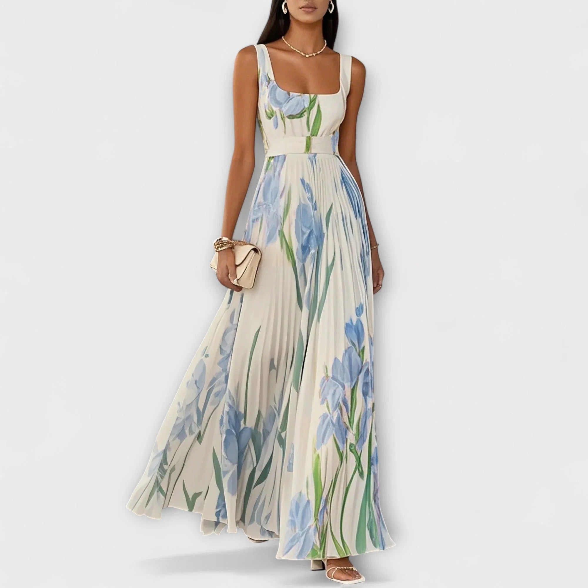 Women's Floral Pleated Maxi Dress